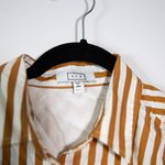 AYR Cotton Poplin Collared Long Sleeve Button Front Oversized Shirt Stripe Print Photo 1