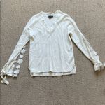 French Connection  Cream V-Neck Blouse with Lace Sleeves Photo 6