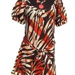 Cache  Animal Print Romper 1 Piece Linen Top Pant New Self Belt Button $138 NWT Photo 0