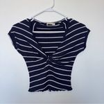 ALC Frank A.L.C Sabina Striped Crop Top In Navy Small Photo 2