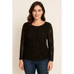 Notations  Women's L Black Lace Long Sleeve Top Sheer Polyester Chiccore Photo 3