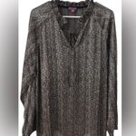 Vince Camuto NWT Women's 3X Black & Gold Sparkle and Shine Tie Blouse Photo 0