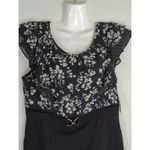 Alyx Womens Floral Flutter Short Sleeve Sheath Dress Black Size‎ 14 NWT Modest Photo 1