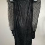 Venti6 black sparkly mesh spotted puff sleeve mini cocktail dress size small Photo 0