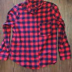 ZARA Red and navy long sleeve flannel buffalo check Photo 0