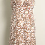Song Of Style Jude Ivory Tan Halter Midi Backless Dress Medium Swirl Print Photo 0