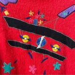 Vintage 80s 1980s Rafael Acrylic Mohair Biplane Airplane Novelty Sweater M Red Size M Photo 3