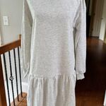 Boutique Ruffled Mini Dress oatmeal cream beige crewneck oversized S Gray Photo 1