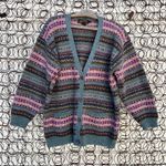 Eddie Bauer Vintage wool fair isle cardigan sweater pink pastel gray Photo 0