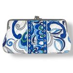 Vera Bradley Mediterranean White Kiss Lock Wallet Blue Green Floral Retired Photo 1