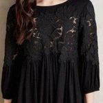 Anthropologie  Deletta EUC Desi Black Lace Tunic Top Size S Photo 0