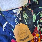 Kori NWT   Navy Floral Blouse with Tassels Photo 1