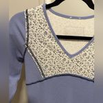 Purple and White Floral WaffleKnit Longsleeve Shirt size XS Photo 3