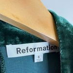 Reformation BURGUNDY green velvet mock neck long sleeve wrap mini dress size 6 Photo 8