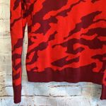 CAbi Sweater Womens Medium Red Sakura Camo Pullover Crewneck Style 3158 Knit Photo 2