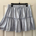 Princess Polly  Baby Blue Floral Satin Tiered Mini Skirt Photo 0