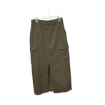 Reformation  Army Green 100% Cotton Maggie Cargo Denim Midi Skirt Size 26 Photo 5