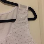 Covington White & Metallic Silver Polka Dot Ruffle Front Career Office Wear Tank Size XL Photo 6