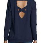 Nanette Lepore  Play Femme Lightweight Sweatshirt with Fun Details XL Navy Blue Photo 0