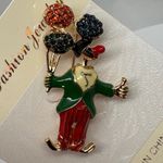 New Clown Brooch Colorful Balloons Enamel Rhinestone Whimsical Fun Costume Pin Gold Photo 6