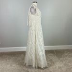 Eliza J One Shoulder Sparkly Polka Dot A-Line Evening Gown White and Gold SZ 12 Photo 2