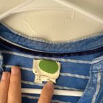 Anthropologie Size 8 Medium Blue Striped Viscose Linen Blend Button Up Long Slv Photo 6