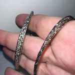 Vintage Silver Tone Diamond Cut Triple Hoop Earrings‎ Photo 3