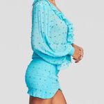 Retrofête RETROFETE Lennon Embellished Silk Chiffon Dress On Blue Atoll Photo 2