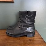 Tory Burch  Short Black Leather Buckle Boots Size 7 Zipper Luxury Moto Designer Photo 2