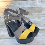 Marciano Shoes Sz 7.5 Yellow Black Platform Wedge Padded Chunky High Heel Photo 0