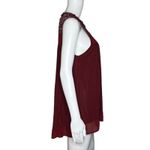 Doe & Rae  Shirt Womens Medium Burgundy Red Sheer Lace Yoke Flowy‎ Boho Peasant Photo 1