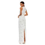 Mac Duggal  10873 White Beaded Sleeveless High Neck Cut Out Column Gown Size 10 Photo 1