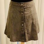 Abercrombie & Fitch green faux suede A-line skirt. Photo 0