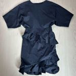 Fame and Partners  Navy Blue Mini Cocktail Dress Ruffle Layered Cotton Size Small Photo 0