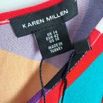 Karen Millen  Womens Abstract Woven Shell Top Sleeveless Round Neck Multi 10 Photo 3