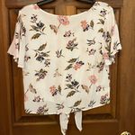 BRAND NEW White and Flowers Shirt With Front Tie Size M Photo 1