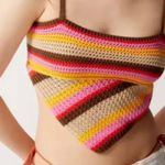 Urban Outfitters Layla Handkerchief Hem Crochet Retro Striped Crop Top X-Small. Photo 0