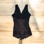 Black Satin Chemise with V Photo 1