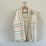 Vintage Cream Stripe Knit Sweater Vest Size L Photo 1