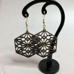 Handmade Walnut Wooden Geometric Dangle Earrings Photo 4