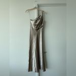 Jenny Yoo Lena Latte Color Elegant One-Shoulder Satin Gown Dress Photo 11