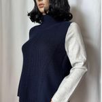 Karen Millen Mock Neck Wool Blend Sweater navy gray sleeves small Photo 6