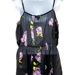 Gap  Satin Floral Print Ruffle Button Tank Top Blouse Shirt Large Photo 2