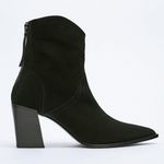 ZARA nwt split suede cowboy western high heel ankle boots Photo 3