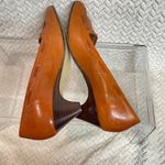 Vintage Pappagallo Cognac Leather Loafer Kitten Heel Shoes Office Size 7N Twee Brown Photo 7