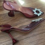 Amina Muaddi  ‘Begum’ Crystal PVC Slingback Glass Pumps Bordeaux Size 39 Photo 3