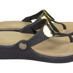 Crocs Sanrah Beveled Circle Women's Wedge Thong Sandals 6 Gold Comfort Brown Photo 0