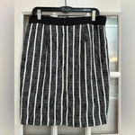 Ann Taylor Dark Navy White Tweed Vertical Stripe Pencil Skirt Size 12 Large NWT Photo 2