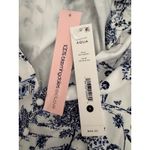 AQUA  White Blue Print Tiered‎ Mini Dress Ruffle Mock Neck Short Sleeve Photo 9