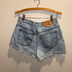 Levi's  Women's Light Blue Jean Shorts with Frayed Hem Photo 1